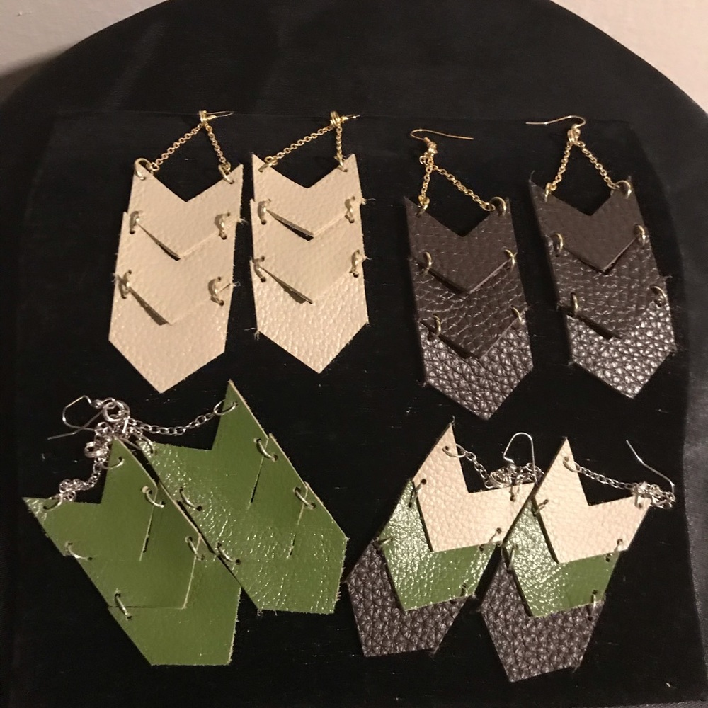 Military Stripes Leather Earrings- Camo Colors